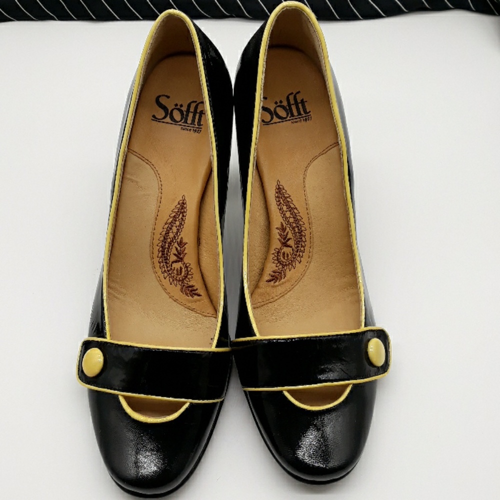 SOFFT BLACK/YELLOW HEELS